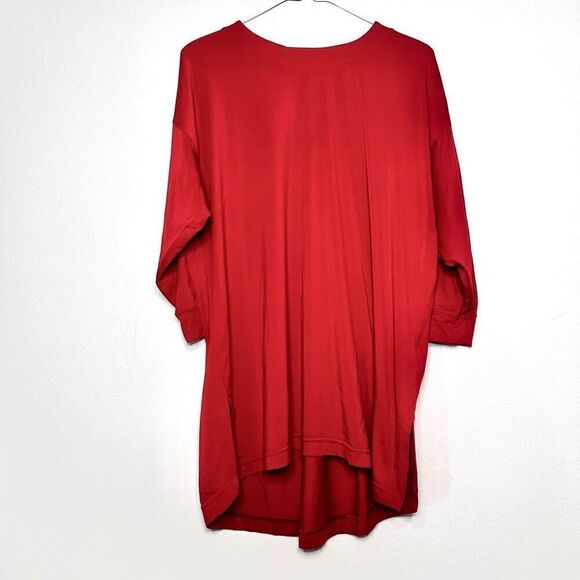 Athleta Round Neck Quarter Sleeve Tunic or Short Mini Dress Red Medium - Picture 1 of 4